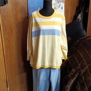 Sag Harbor Yellow and Gray Striped Top